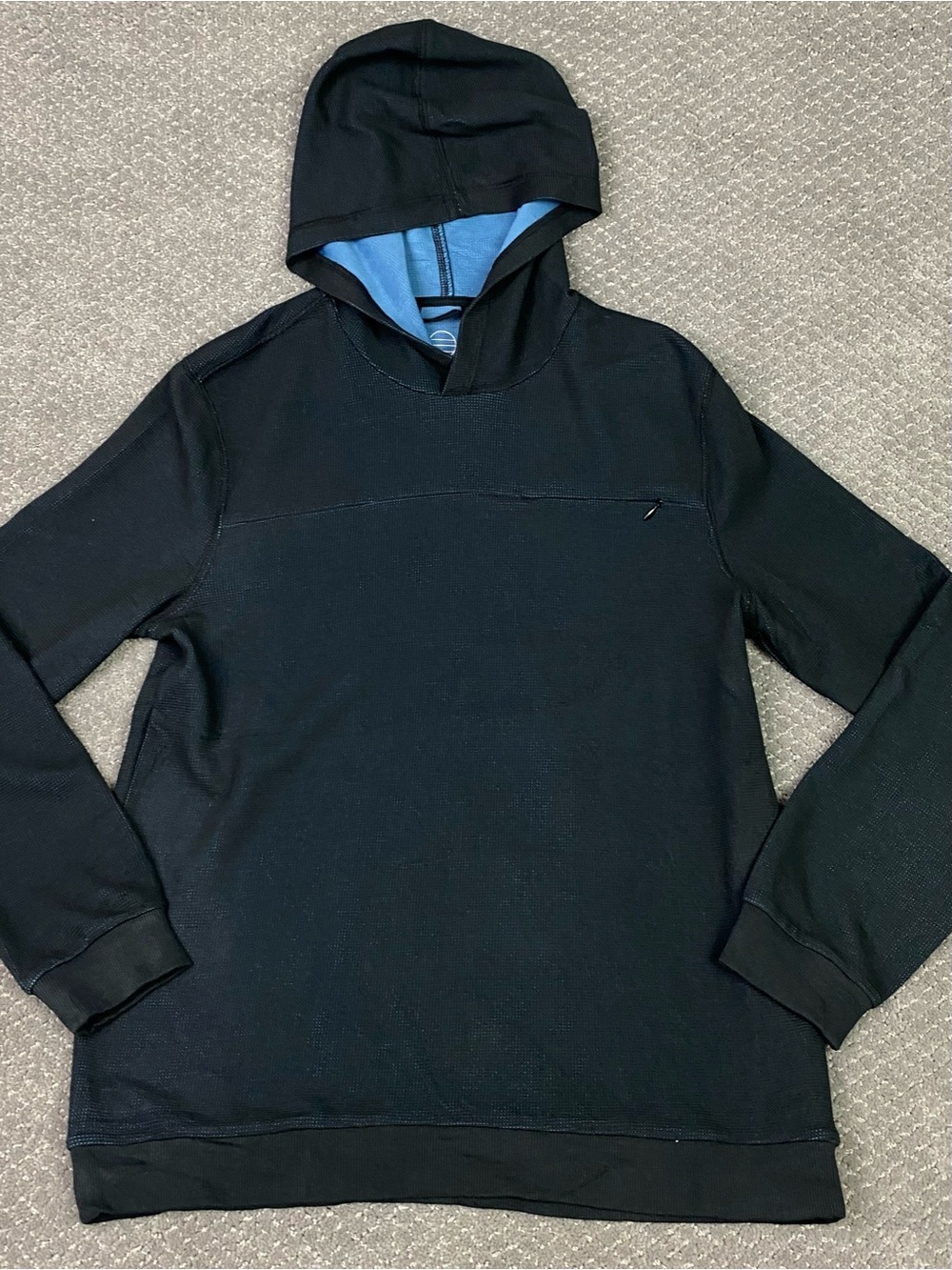 Marine Layer Weekend Sport Waffle Hoodie Mens Medium Black Long Sleeve Gym 18320